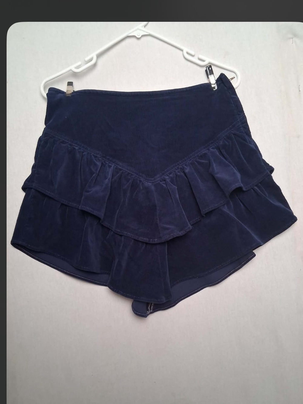 MOTHER  Corduroy Ruffle Mini Skater Skirt Tiered Preppy Sailor Moon LARGE